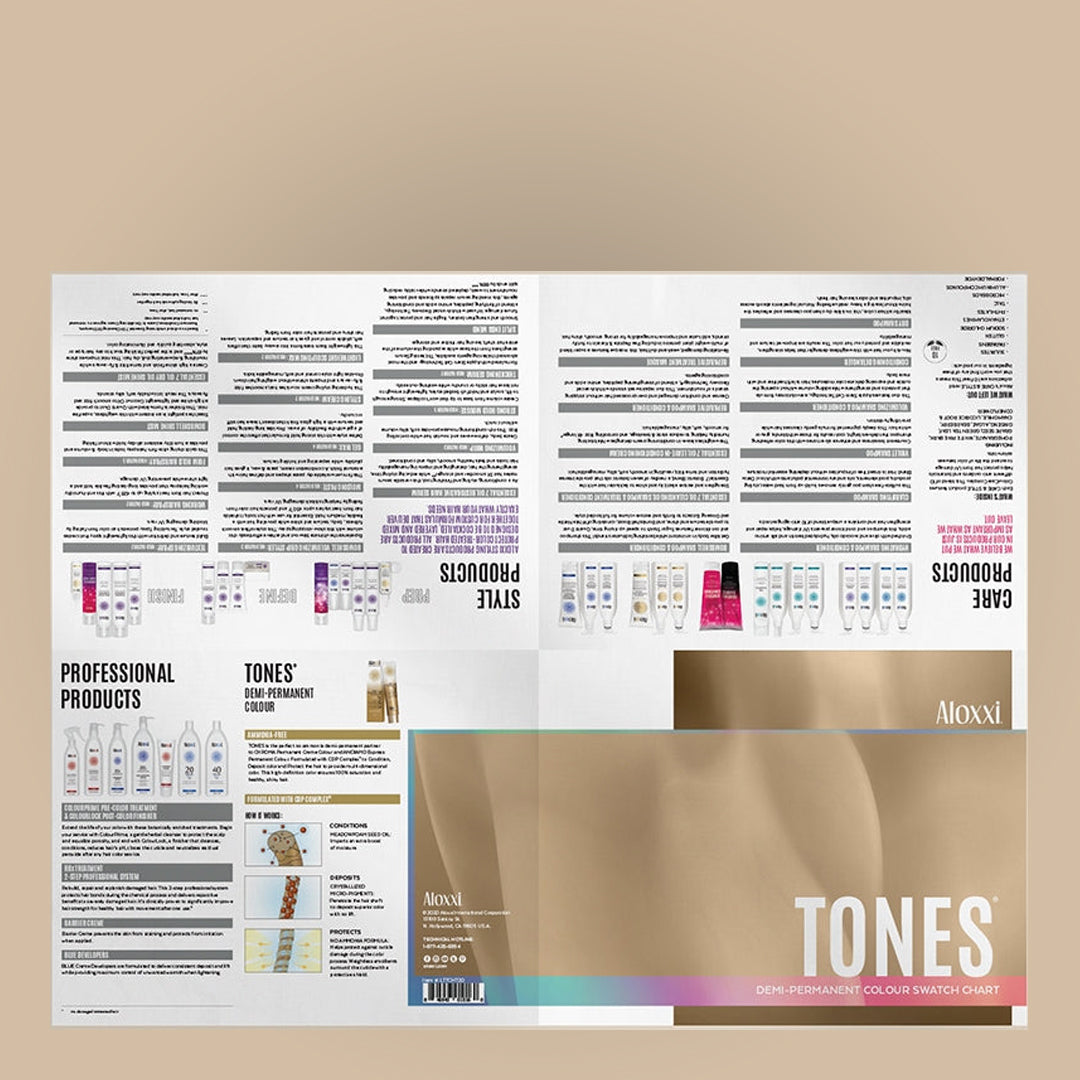 Aloxxi TONES® Paper Swatch Chart